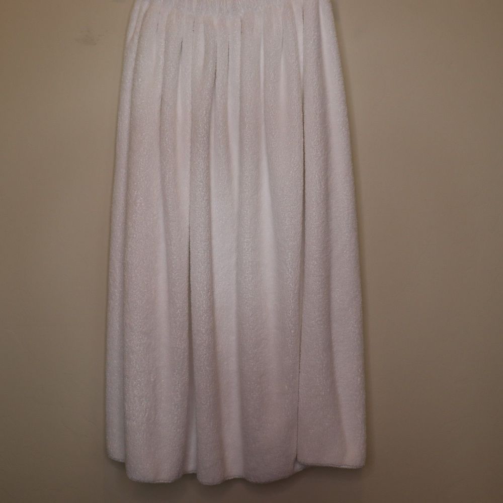 White Terry Cloth Towel Wrap with elastic and button for after shower gym